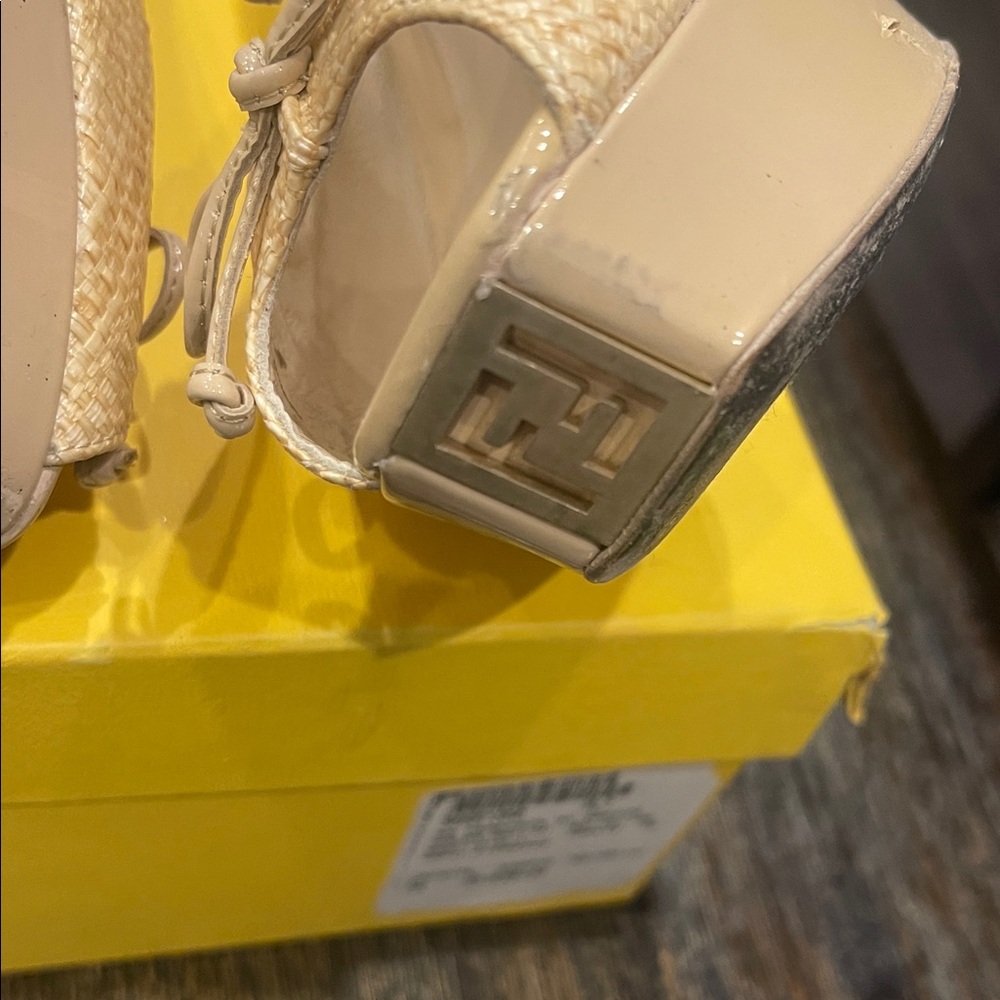 Fendi Beige Peep-Toe Slingback Heels - Picture 6 of 6